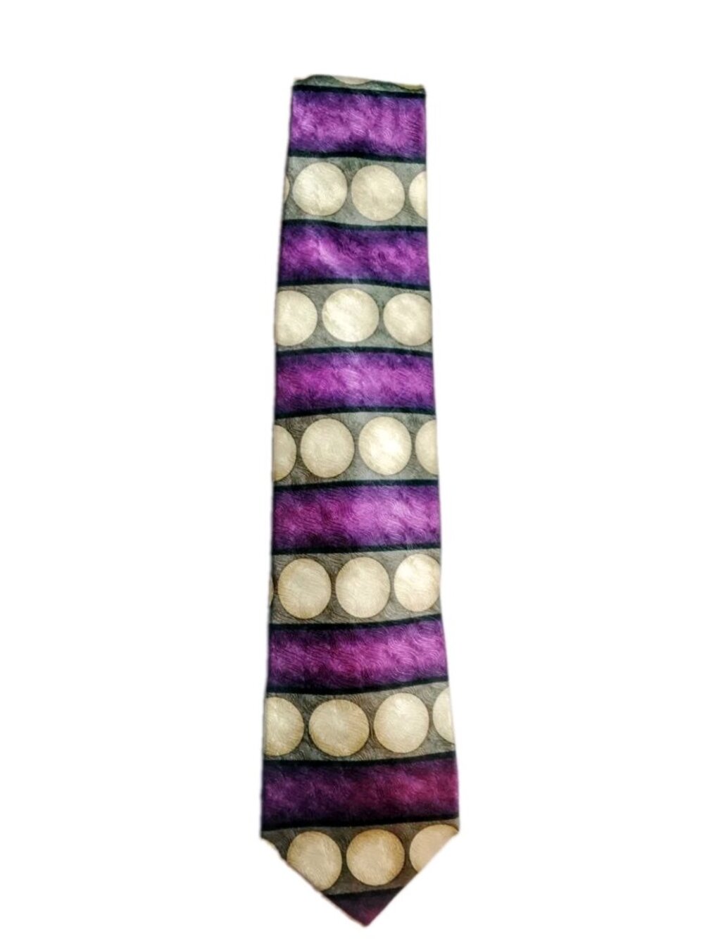 Vtg Y2k ASHBERRY Silk Retro Pop Art Circle Swirl Damask Underweave Purple USA - Picture 5 of 7